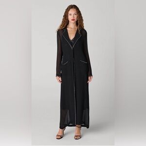 Diane Von Furstenberg Black Duster with sequin Contrast Stitching